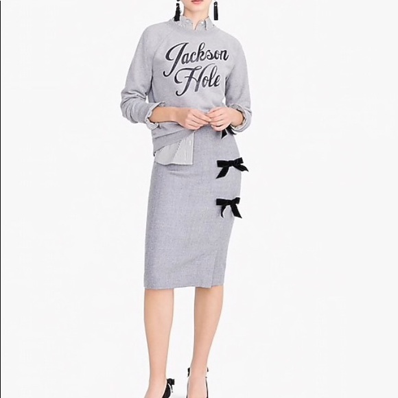 J.Crew NWT Bow Seam Wool Pencil Skirt Gray 6 - Picture 5 of 8